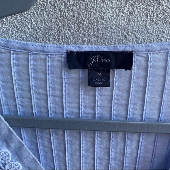 J. Crew Top Lace Trim Short Sleeve In Faded Peri Ruffles Pleating Womens… - Picture 3 of 7